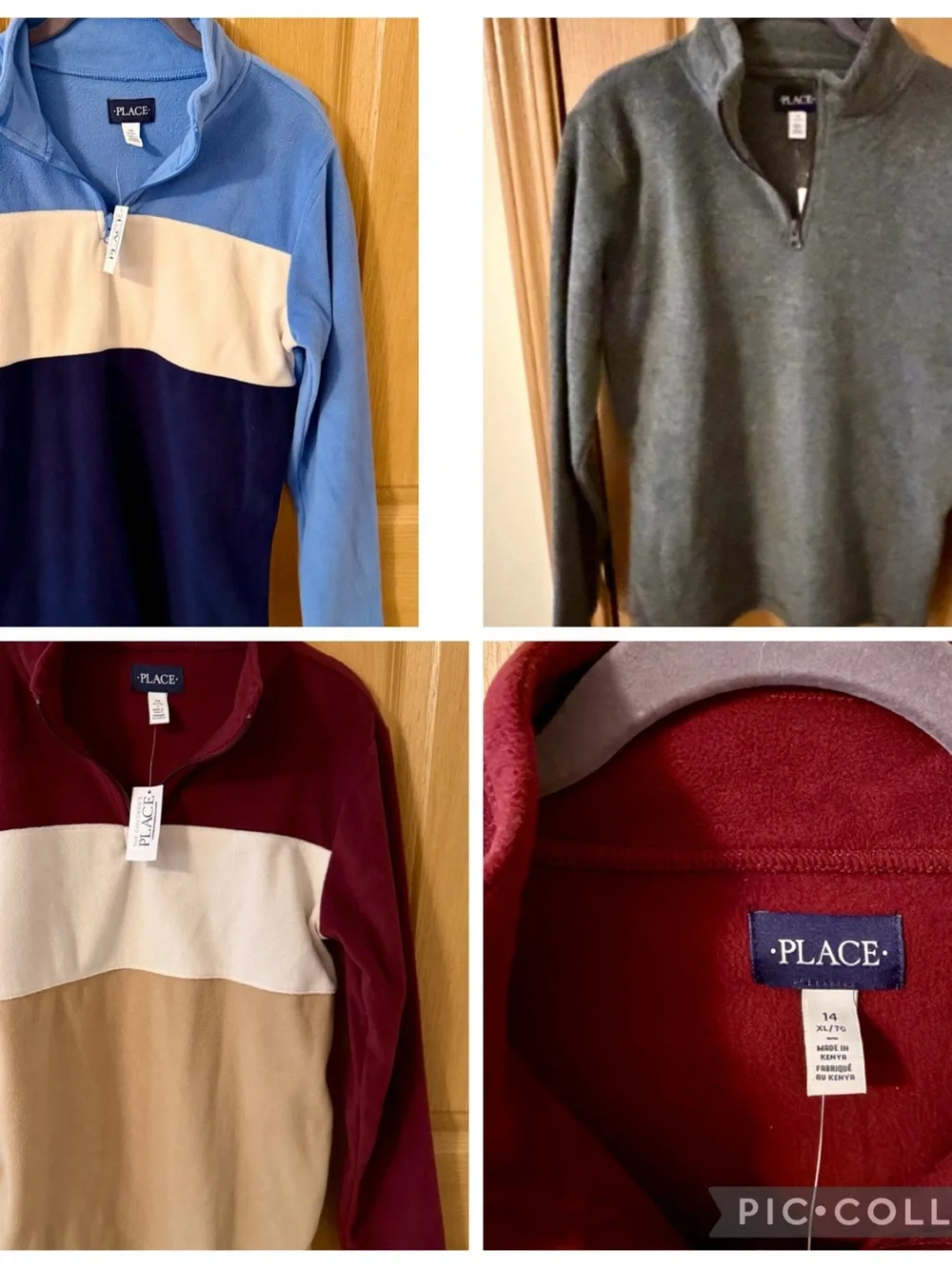 4 The Children’s Place Boys' Fleece Quarter-Zip Pullover - Blue/White/Navy set